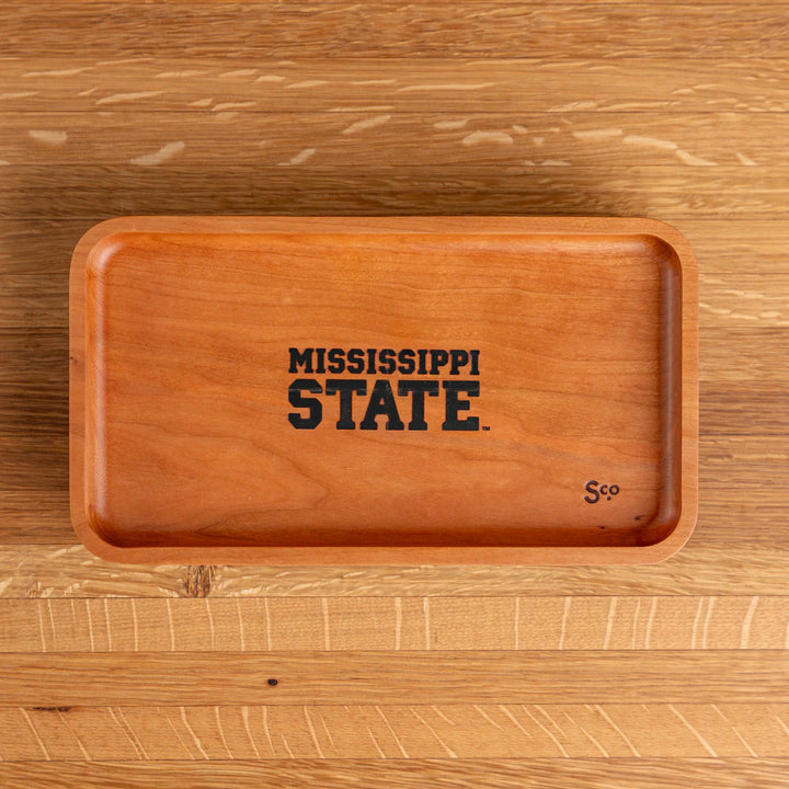 Cherry Mississippi State Wooden Valet | Mississippi State Stacked
