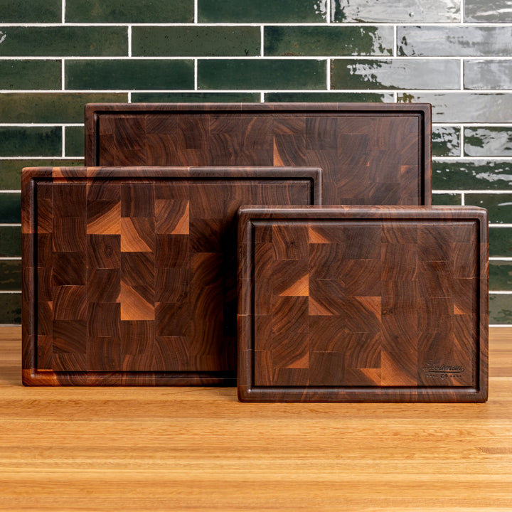 Walnut End Grain Rectangle Butcher Block with Juice Groove