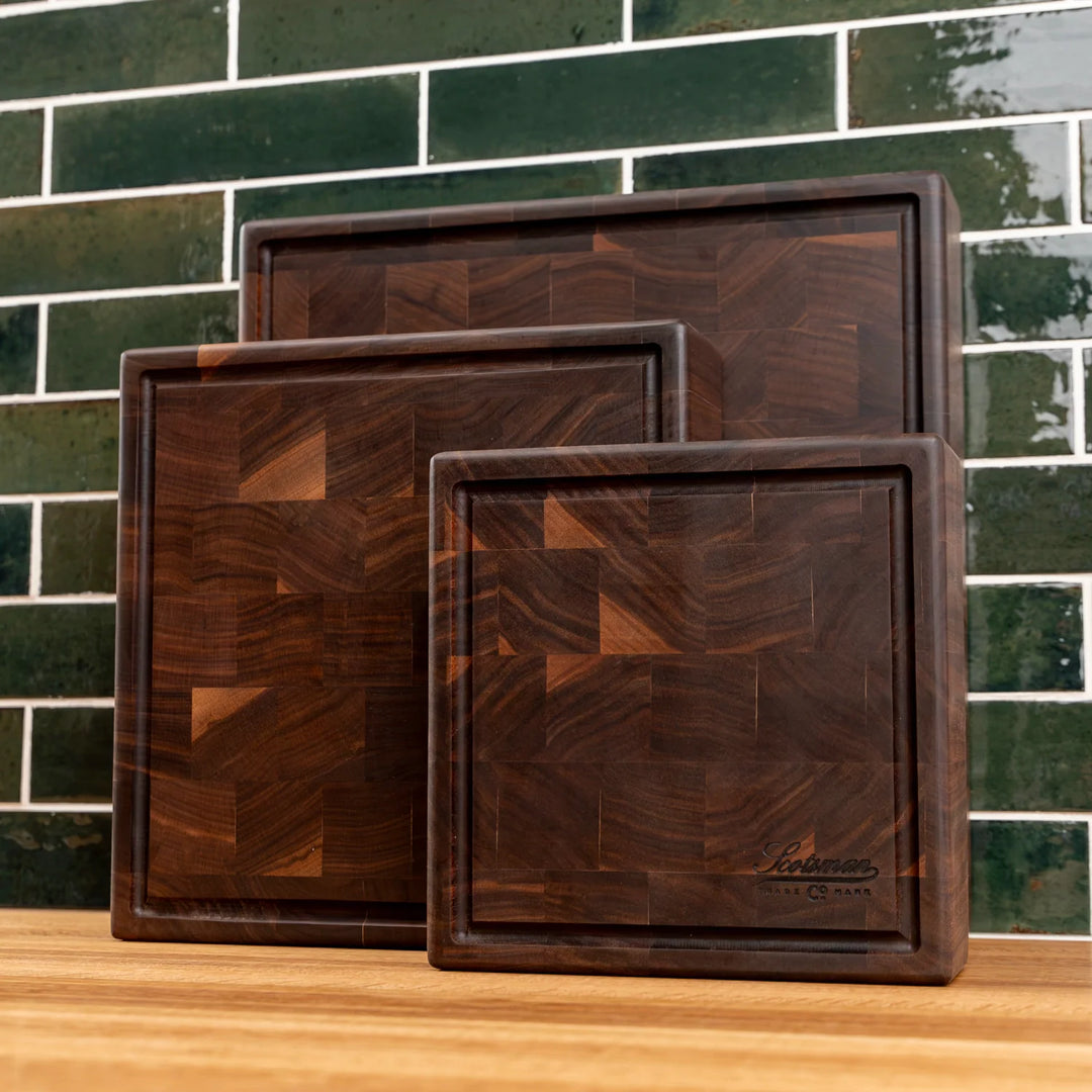 Butcher Block Square Walnut End Grain Square Butcher Block with Juice Groove – Scotsman USA