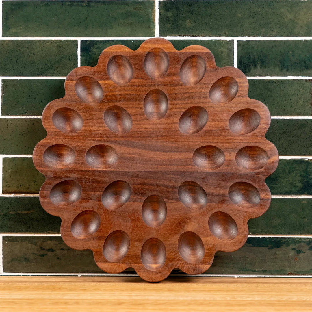 Walnut Scalloped Deviled Egg Tray